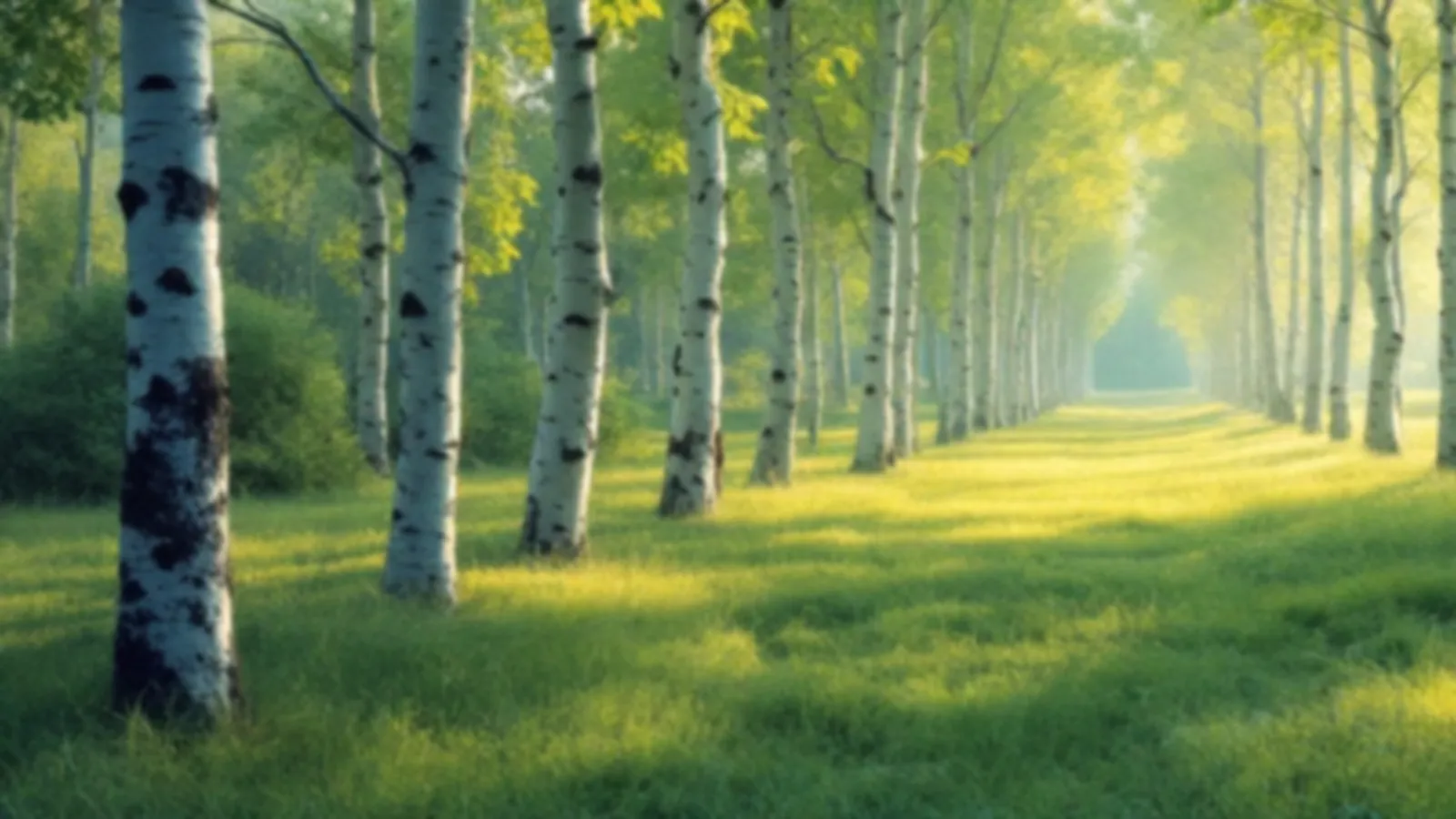 A grove of white birch trees with soft green leaves in morning light, the FinanceBirch view of small personal loans online, $100 – $5,000